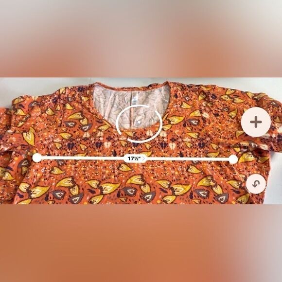 🔵 5 for $25 LULA ROE orange and fall colored patterned short sleeve tee - Picture 3 of 5